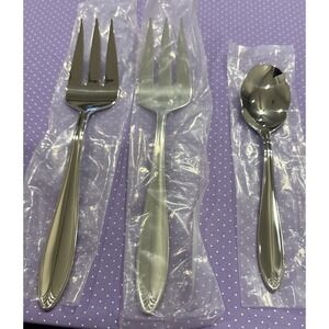 Lenox Covington Stainless Steel Flatware Meat Fork Sugar Spoon Set‎ of 3 NEW